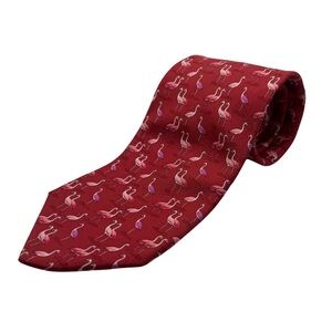 Brooks Brothers Silk Tie, Red Flamingo Print, Made in USA